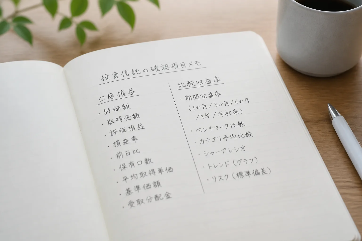 投資信託の確認項目を整理したメモ